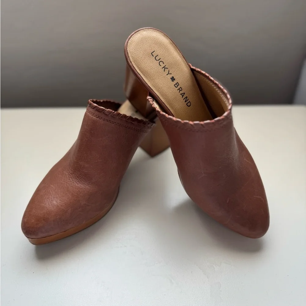 Lucky Brand Brown Leather Mules with Pointed Toe - Picture 2 of 5